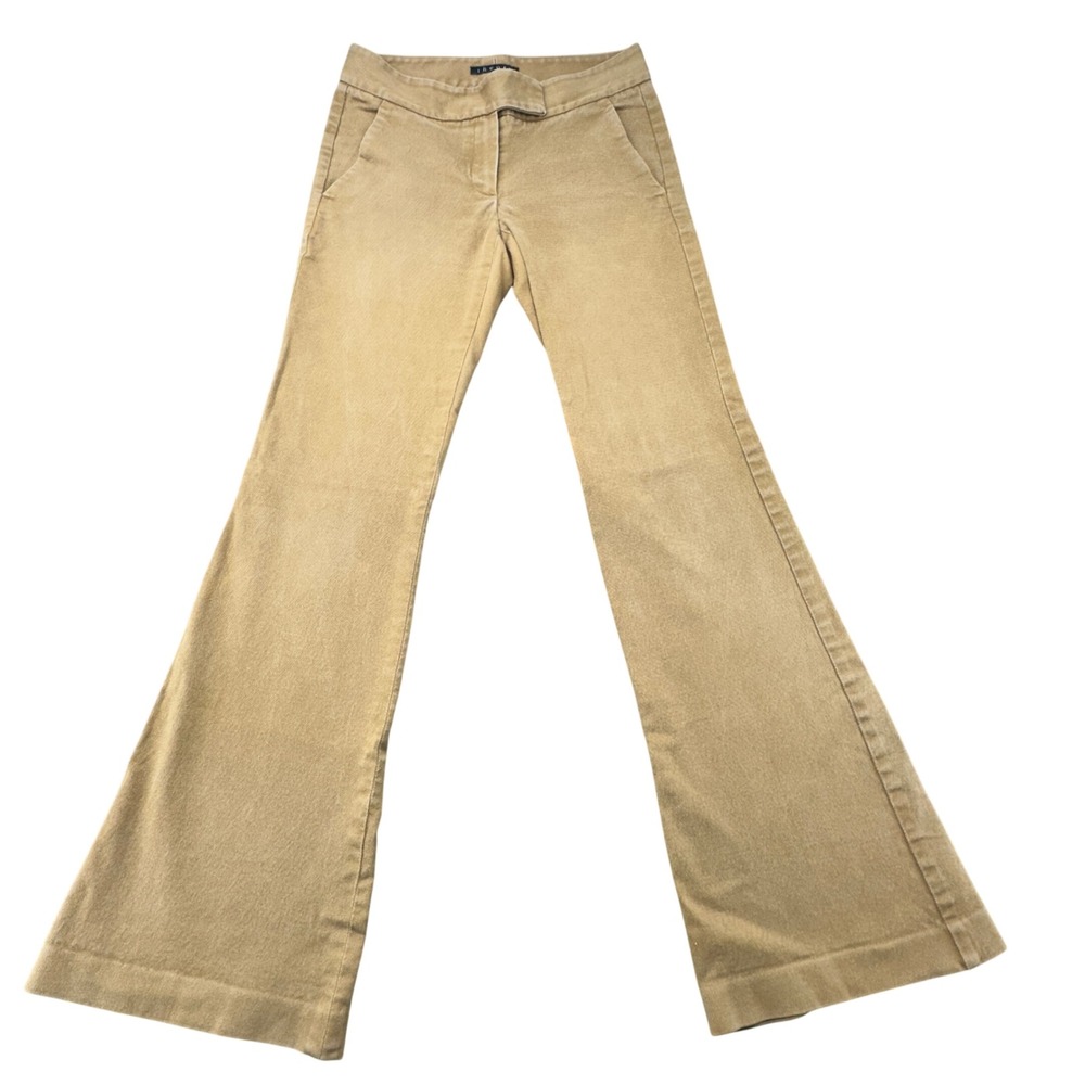 Theory Women Tan Denim Flare Pants Size‎ 2 Cotton Blend Made in USA